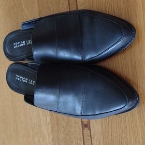 Loafer/mules by design lab. Black leather, slight wear on heels as shown